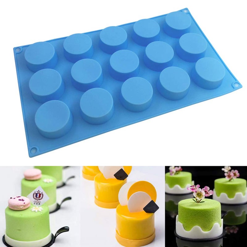 SENHAI 3 Pcs 15 Holes Cylinder Silicone Molds for Making Chocolate Candy Soap Muffin Brownie Cake Pudding Baking - Purple Blue Pink - Image 4